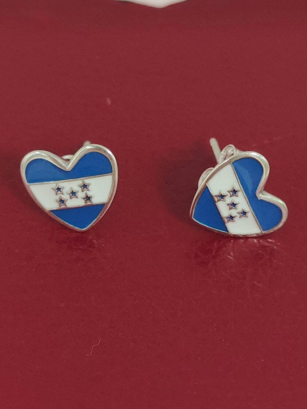 Honduras Flag Stud Earrings Women Jewelry Gift S925 Silver